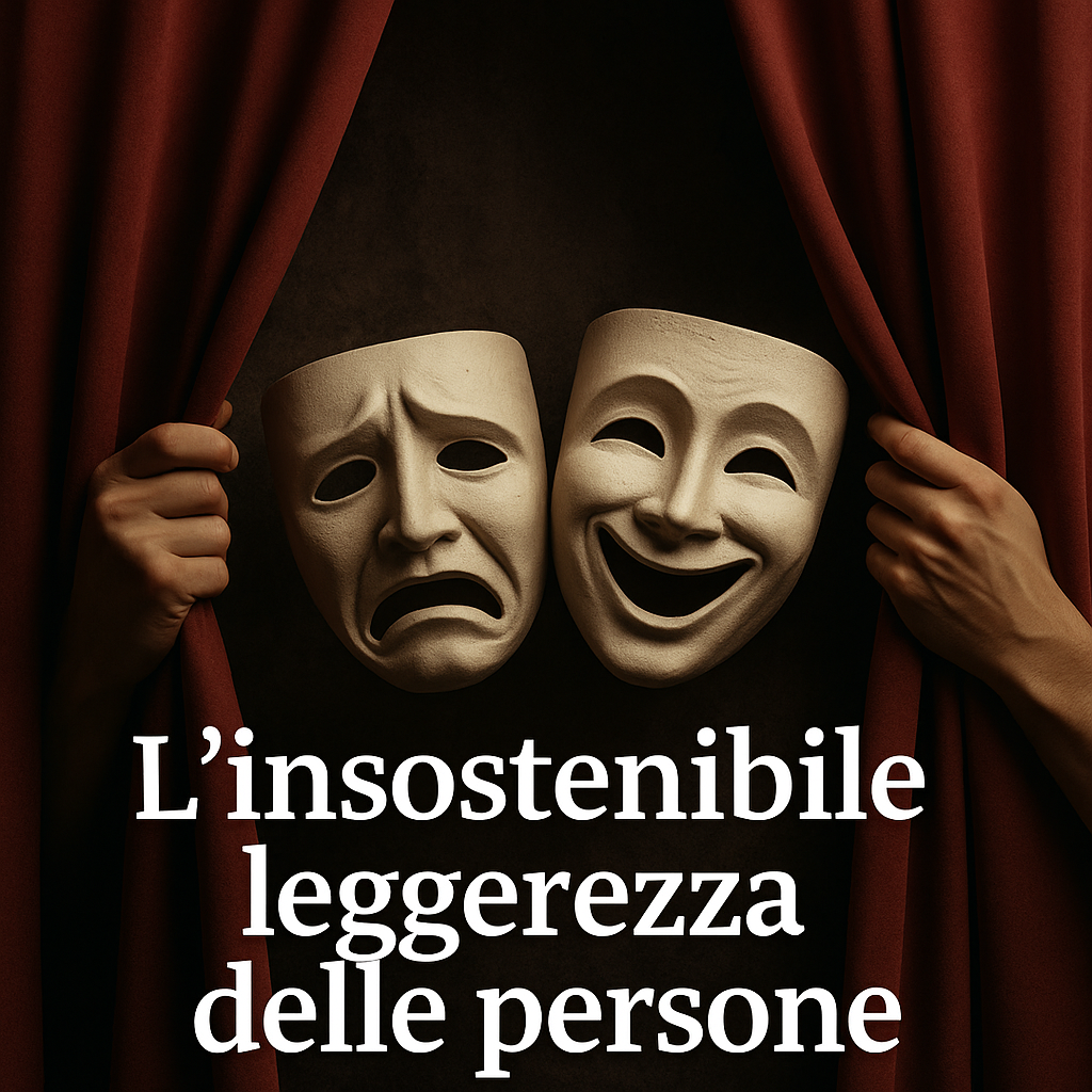 Crisi della democrazia in Europa rappresentata da maschere teatrali